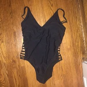 Black One-Piece Swimsuit with Cutouts